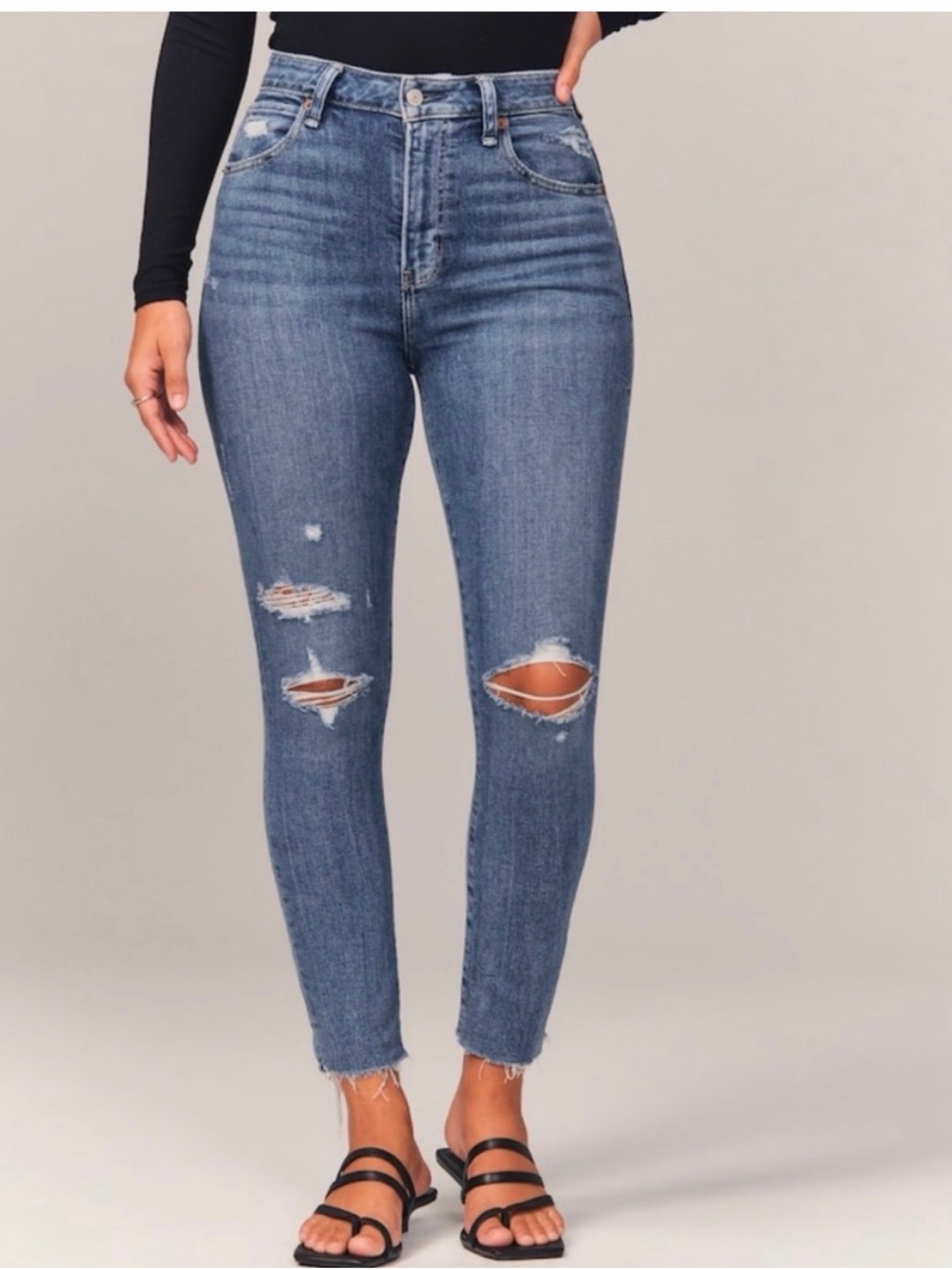 Abercrombie Curve Love High Rise Super Skinny Ankle Jeans- 30Long distressed